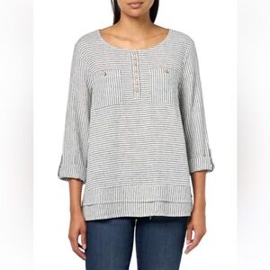 Ali Miles Black and White Striped Blouse